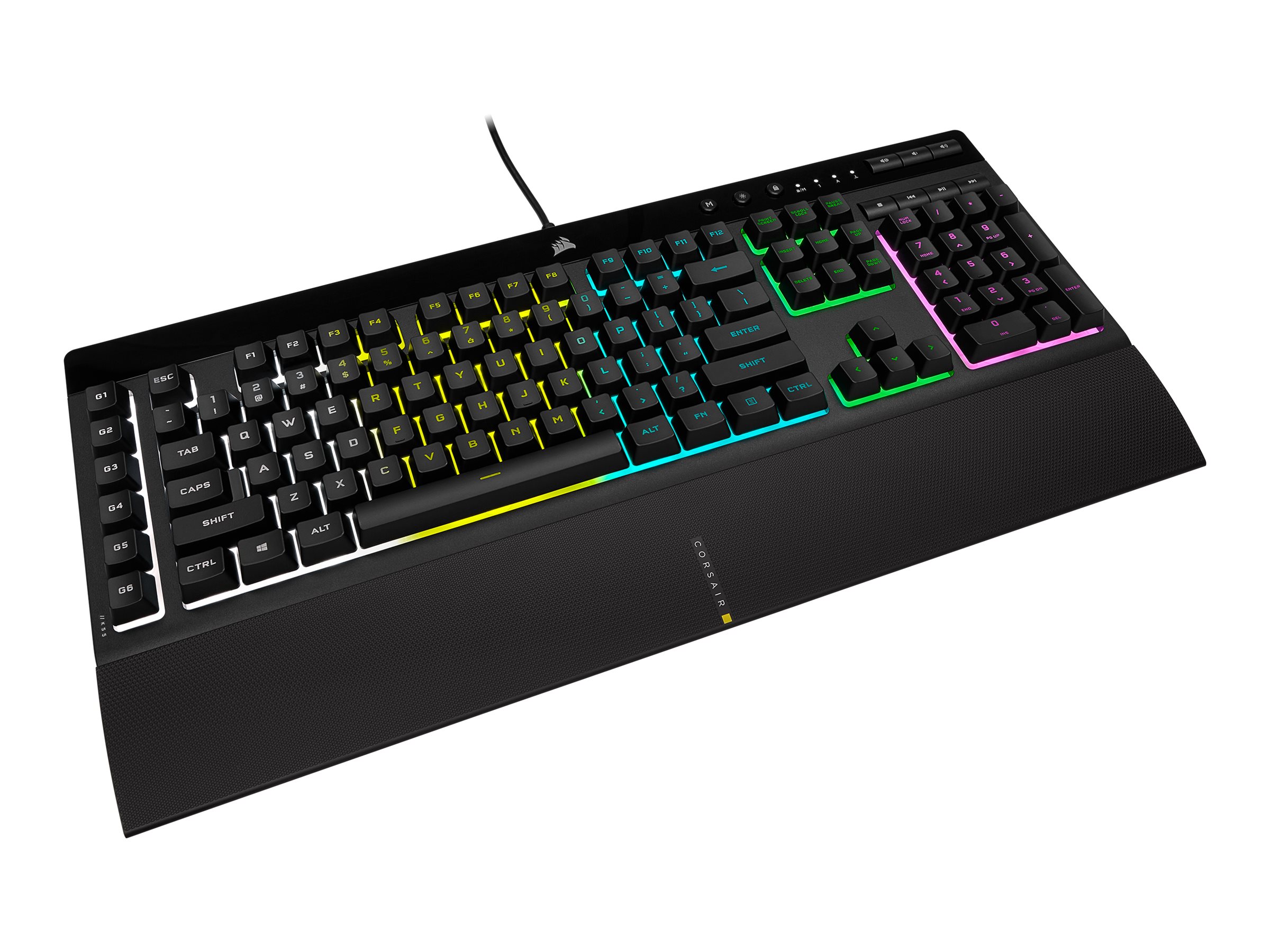 CORSAIR Gaming K55 RGB PRO Tastatur Gummitrykknap RGB/16,8 millioner farver Kabling Nordisk