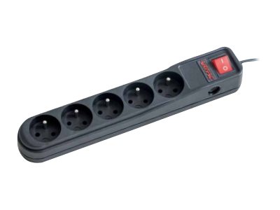 Armac ARC 5 Strømstødsbeskytter 5-stik 10A Sort 5m