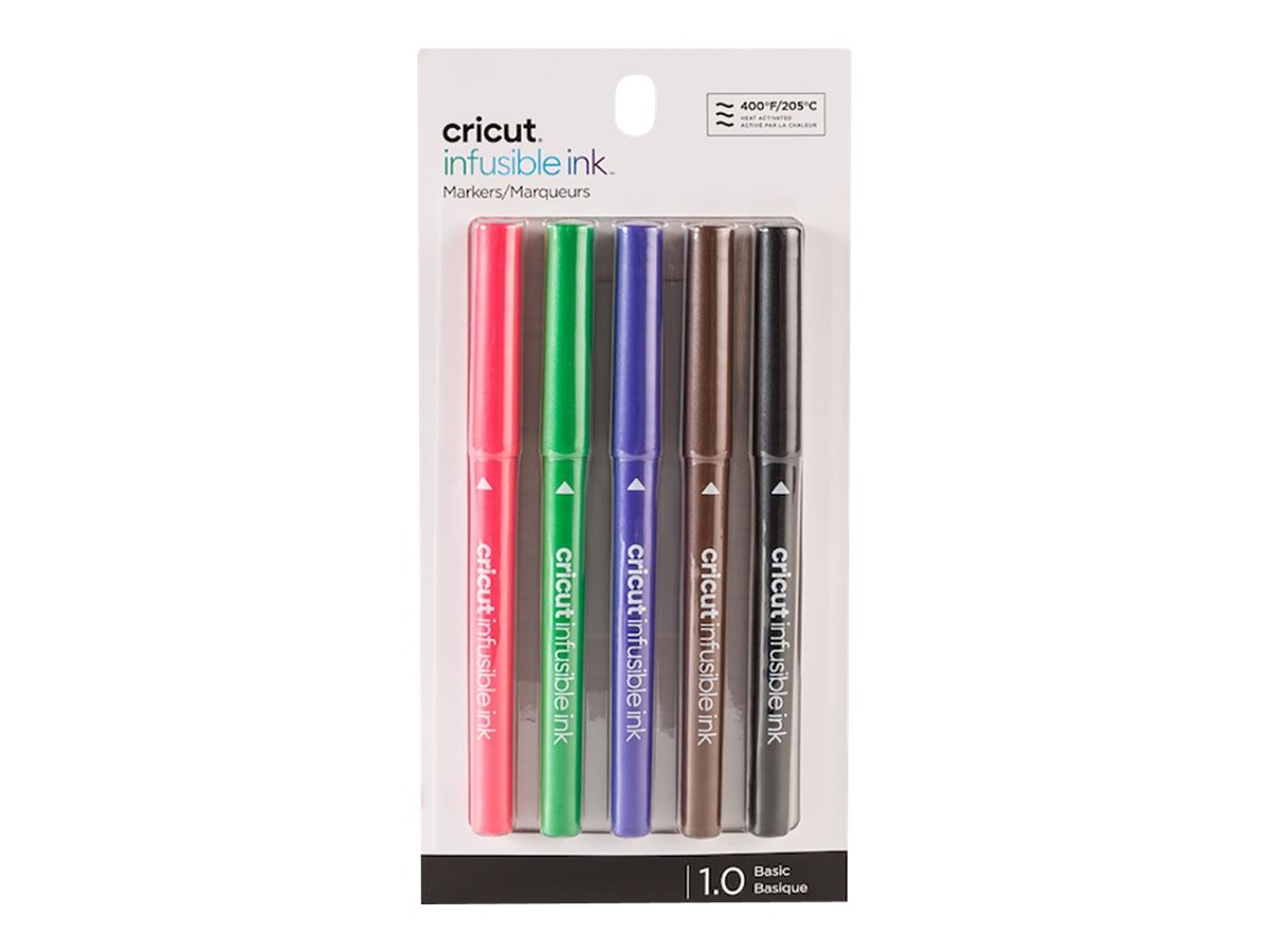 Cricut Infusible Ink Basics Markør Sort Blå Brun Grøn Rød