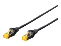 DIGITUS CAT 6a Kabel med afskærmning med folie og kobberfletning (SFTP 10m Patchkabel Sort