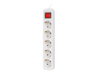 Lanberg PS1-05F-0300-W Stikdåse 5-stik 10A Hvid 3m