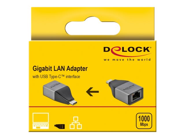DeLock Netværksadapter USB-C 3.2 Gen 1 1Gbps Kabling
