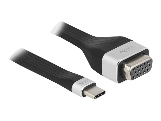 DeLOCK Adapter 24 pin USB-C han -> 15 pin HD D-Sub (HD-15) han 13 cm Sort, sølv
