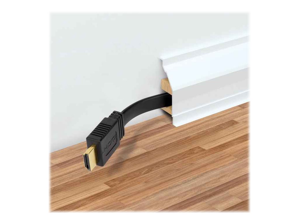 Manhattan HDMI Cable with Ethernet (Flat), 4K@60Hz (Premium High Speed), 5m, Male to Male, Black, Ultra HD 4k x 2k, Fully Shielded, Gold Plated Contacts, Lifetime Warranty, Polybag HDMI-kabel med Ethernet 5m Sort