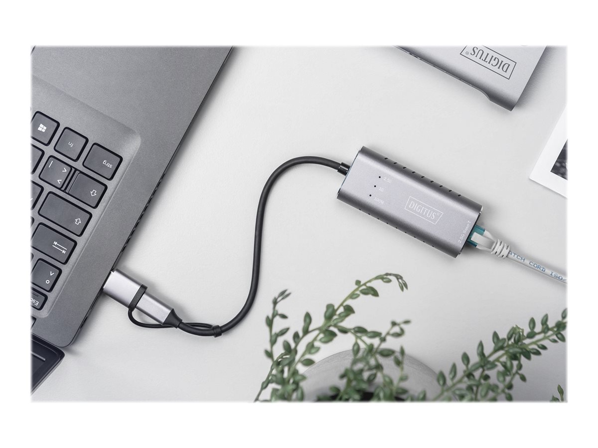 USB-C Gigabit Ethernet Adapter 2.5G, USB-C + USB A (USB3.1/3.0)