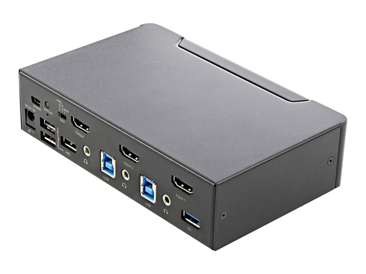 StarTech.com 2 Port HDMI KVM , Single Monitor 4K 60Hz Ultra HD HDR, Desktop HDMI 2.0 KVM 2 Port USB 3.0 Hub (5Gbps) & 4x USB 2.0 HID Ports, Audio, Hotkey ing, TAA - KVM ing (SV231HU34K6) KVM / audio-switch Desktop Monterbar på stativ