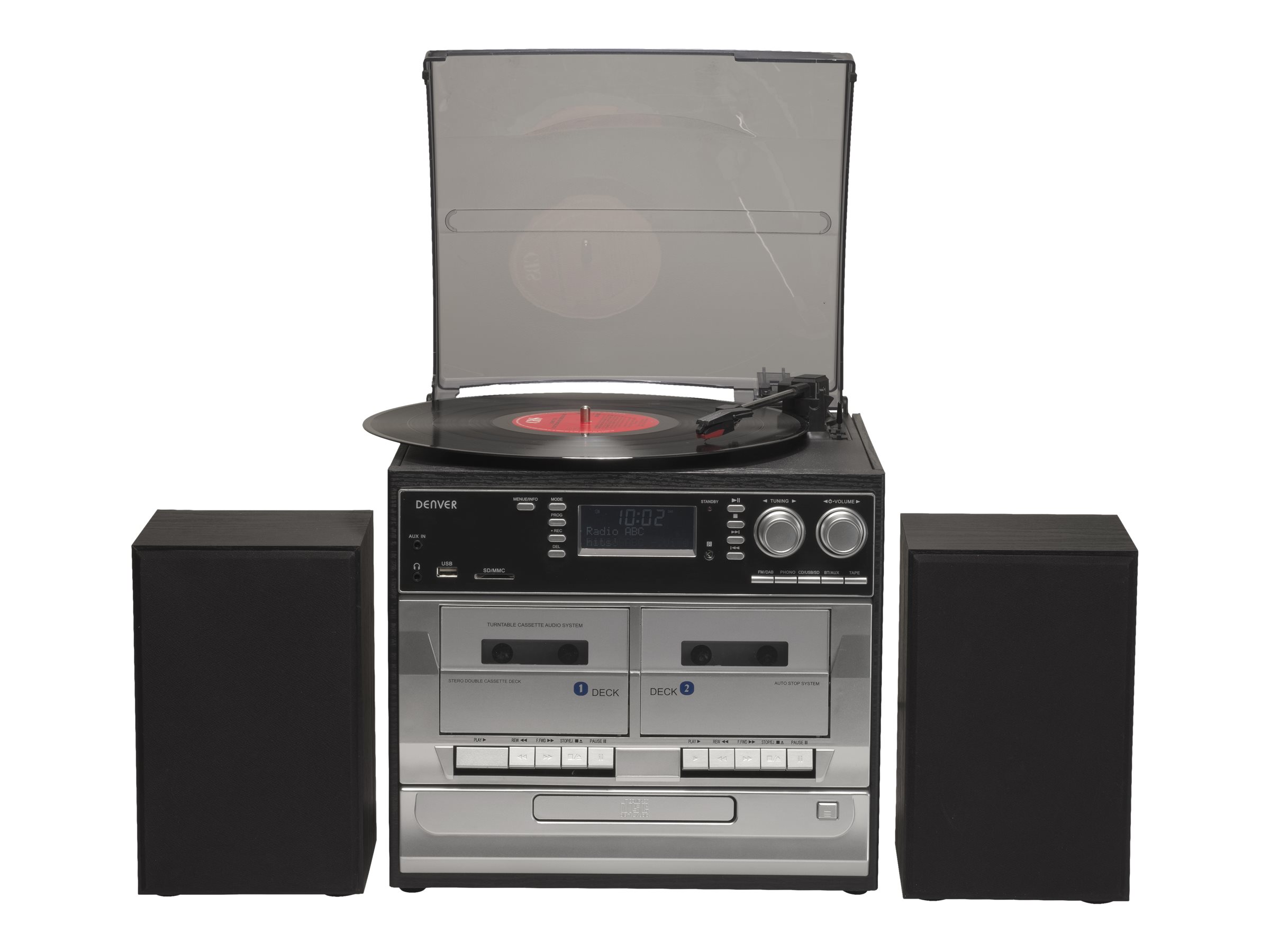 DENVER MRD-166 DAB radio Cd / MP3-afspiller Dobbeltkassette Digital afspiller Pladespiller Radio Digital optager 4Watt