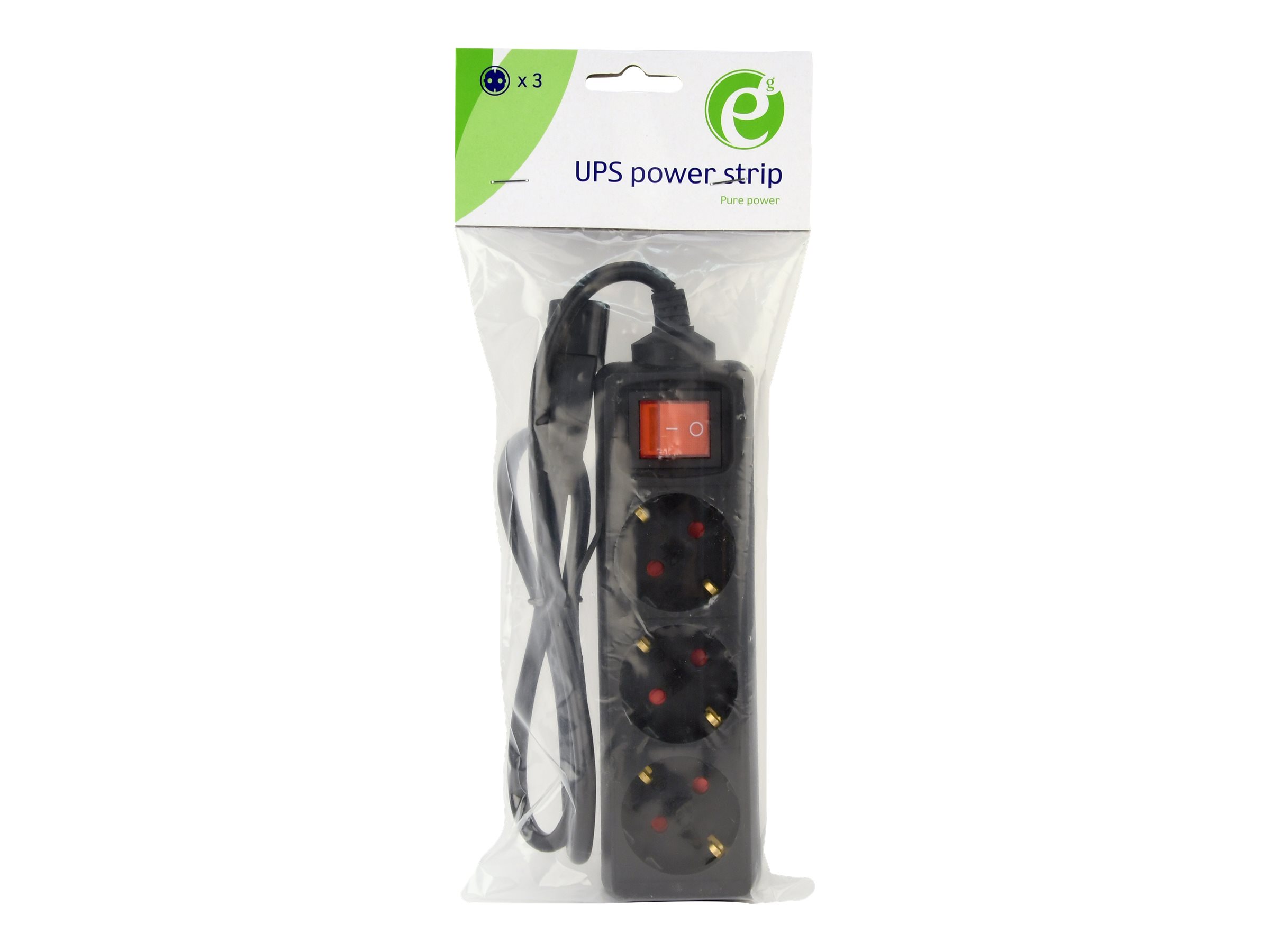 EnerGenie EG-PSU3-01 Stikdåse 3-stik 16A Sort 60cm