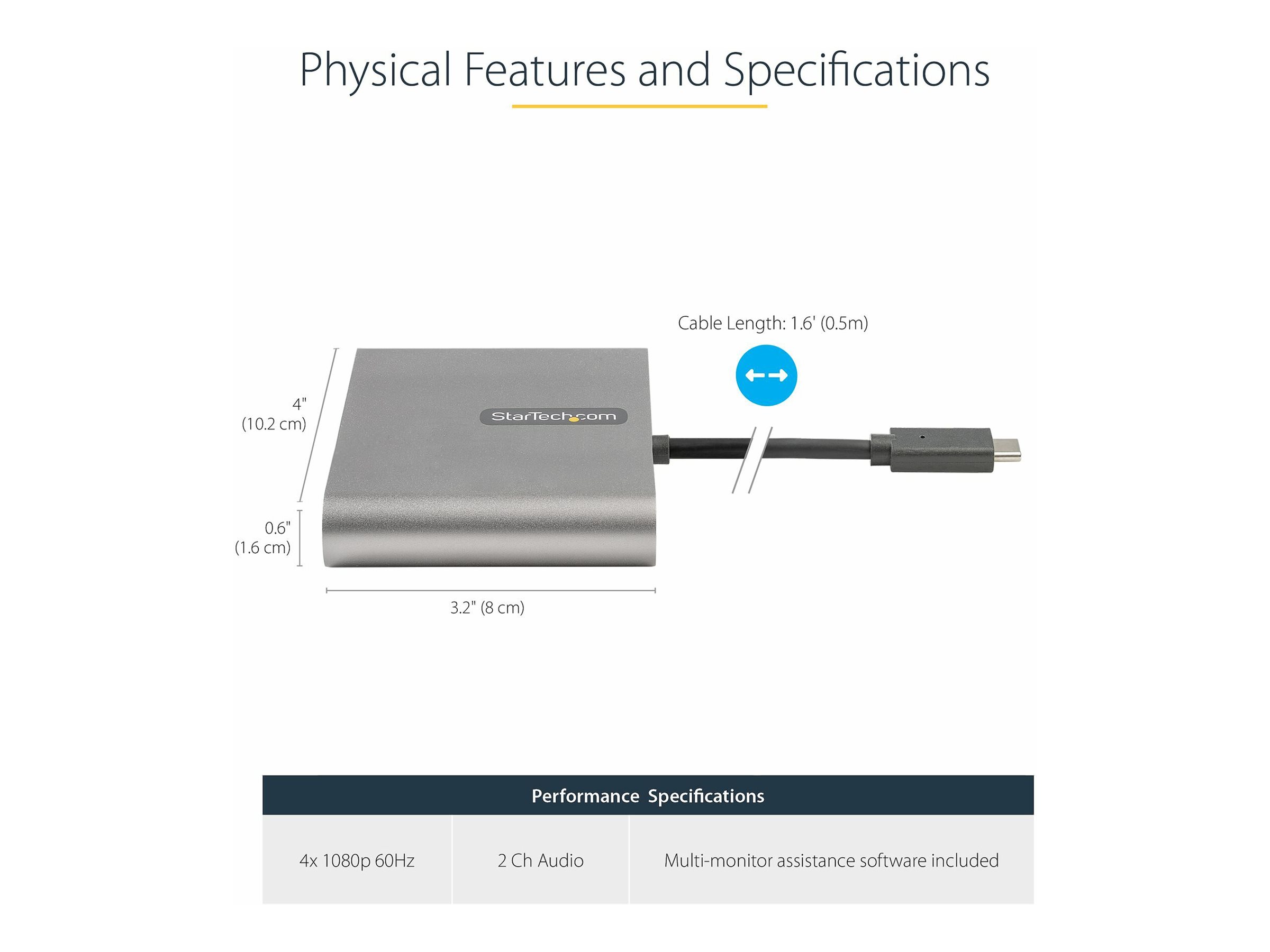 StarTech.com Videoadapterkabel HDMI / USB 50cm Sort Grå