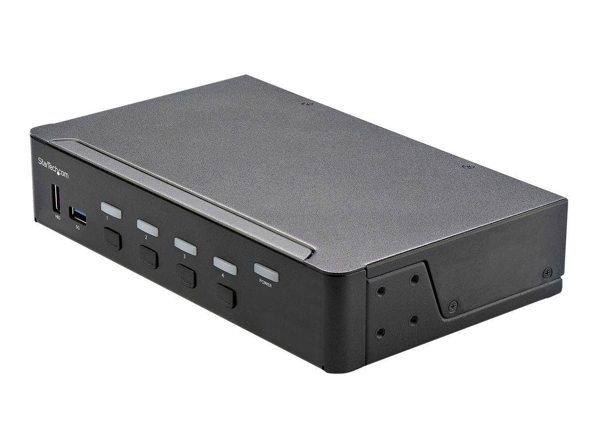 StarTech.com 4 Port HDMI KVM , Single Monitor 4K 60Hz Ultra HD HDR, Desktop HDMI 2.0 KVM 2 Port USB 3.0 Hub (5Gbps) & 4x USB 2.0 HID Ports, Audio, Hotkey ing, TAA - KVM ing (SV431HU34K6) KVM / audio-switch Desktop Monterbar på stativ