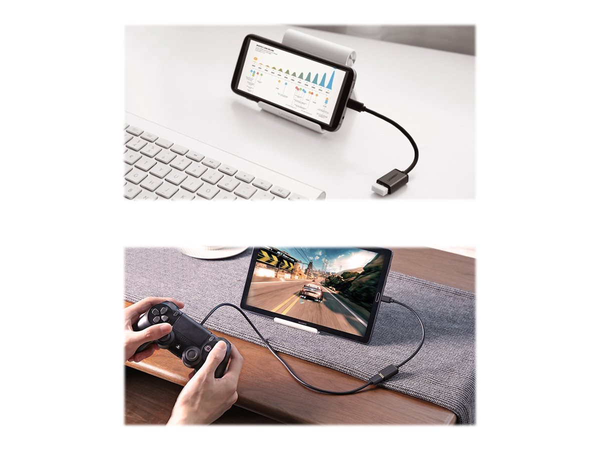 Ugreen USB 2.0 On-The-Go USB-adapter 10cm Sort
