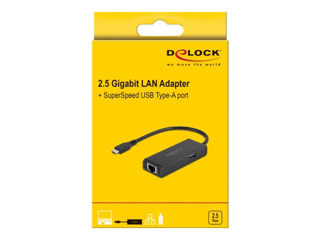 DeLock Netværksadapter USB-C 3.2 Gen 1 2.5Gbps Kabling
