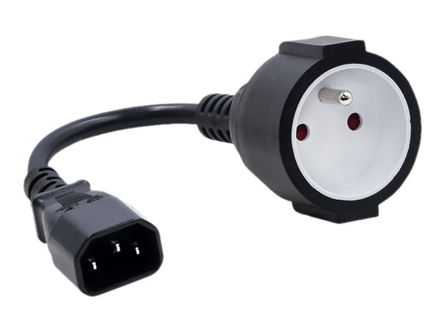 Qoltec Strøm IEC 60320 C14 Strøm Type E (female) Sort 15cm Strømforsyningsadapter