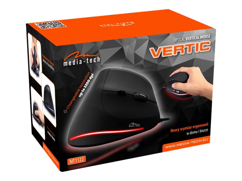 Media-Tech VERTIC MT1122 Optisk Kabling Sort
