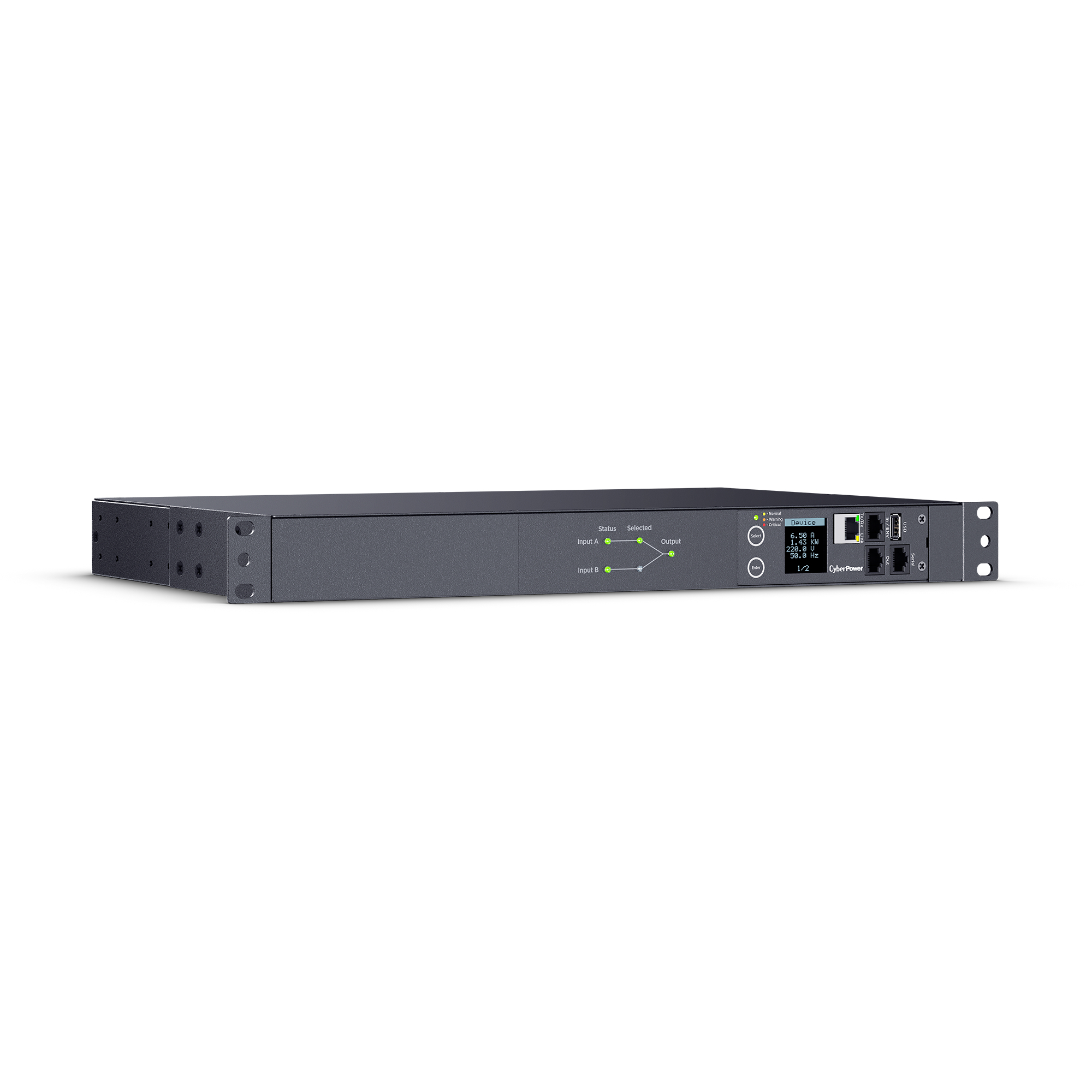 CyberPower Switched ATS PDU44004 Strømfordelingsenhed 12-stik 12A Sort 3.05m