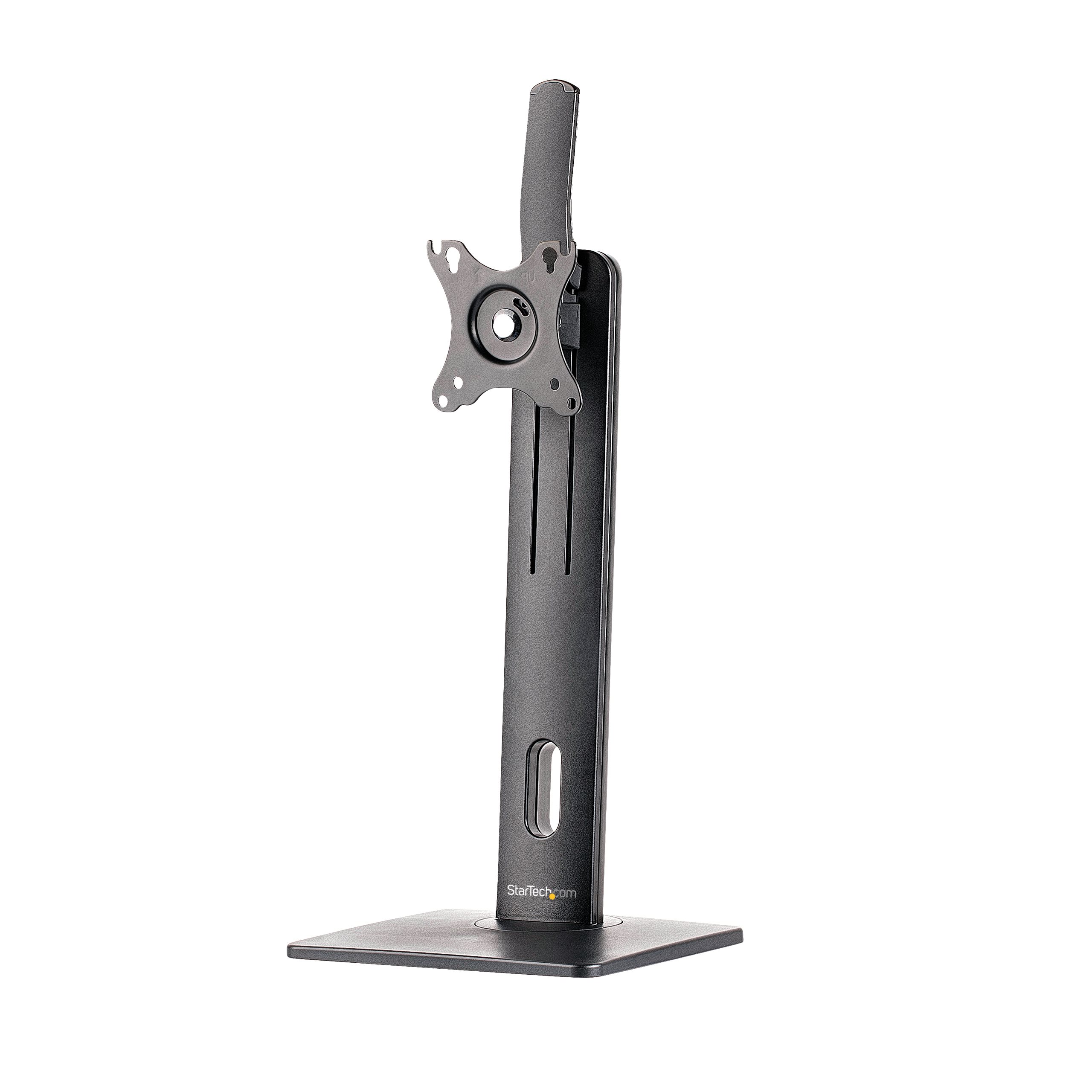 StarTech.com Free Standing Single Monitor Mount, Height Adjustable Monitor Stand, For VESA Mount Displays up to 32 (15lb/7kg), Ergonomic Monitor Stand for Desk, Tilt/Swivel/Rotate, Black - Universal Monitor Stand Stativ Monitor Op til 32