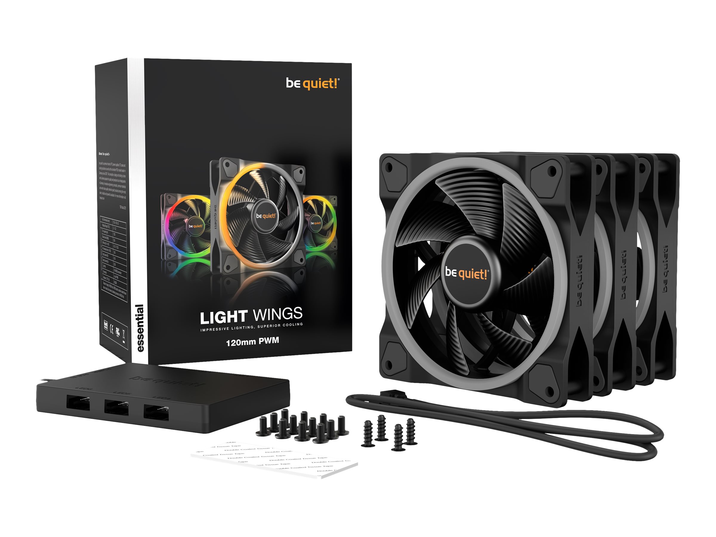 be quiet! Light Wings Fan 3-pack Sort 120 mm