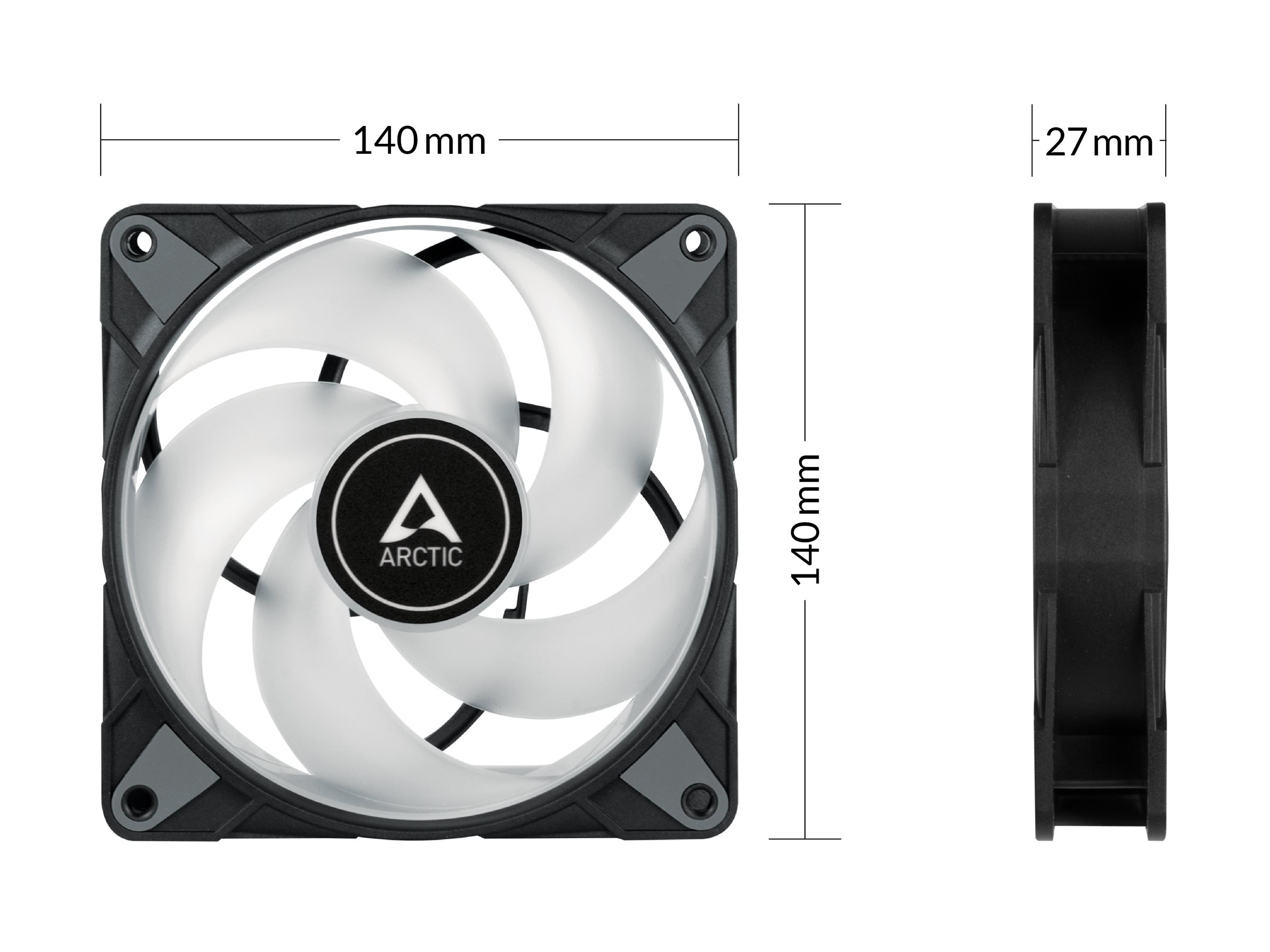 ARCTIC P14 PWM PST A-RGB Fan 1-pack Sort Transparent 140 mm