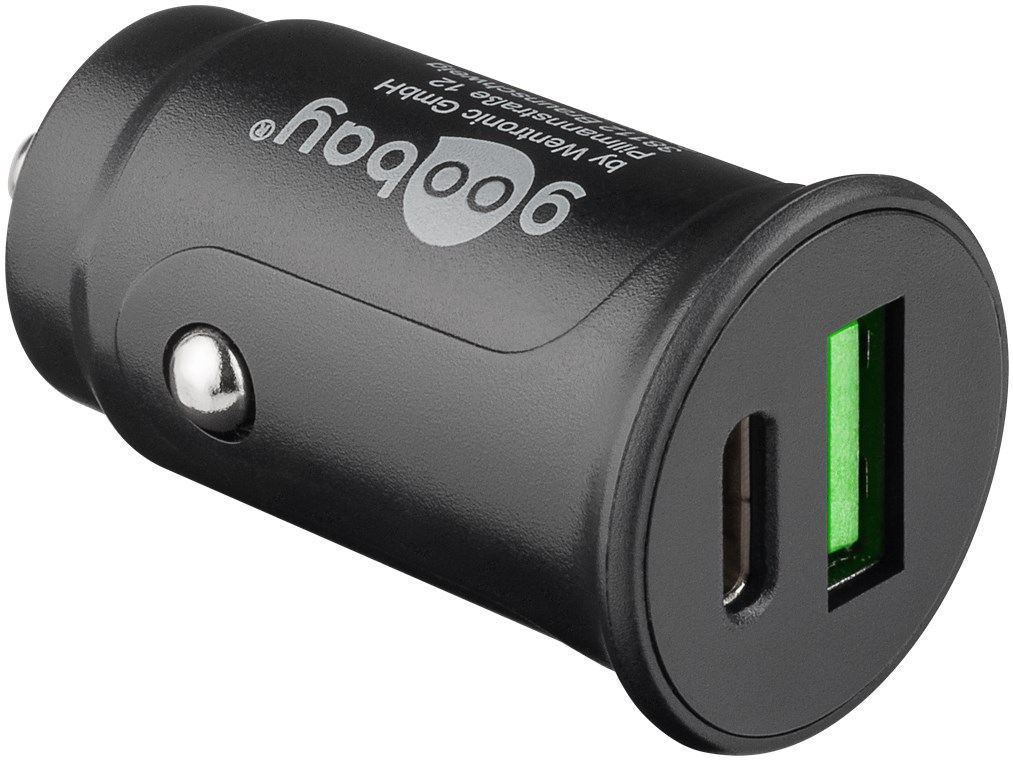 Goobay Dual-USB Auto Fast Charger USB-C™ PD 27W (12/24V) Bil oplader Sort