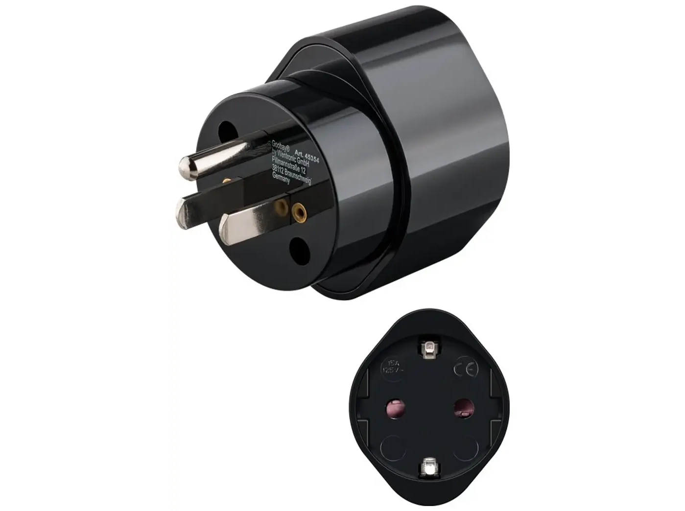 goobay Strøm NEMA 5-15 (male) - CEE 7/4 (female) Sort Stikadapter