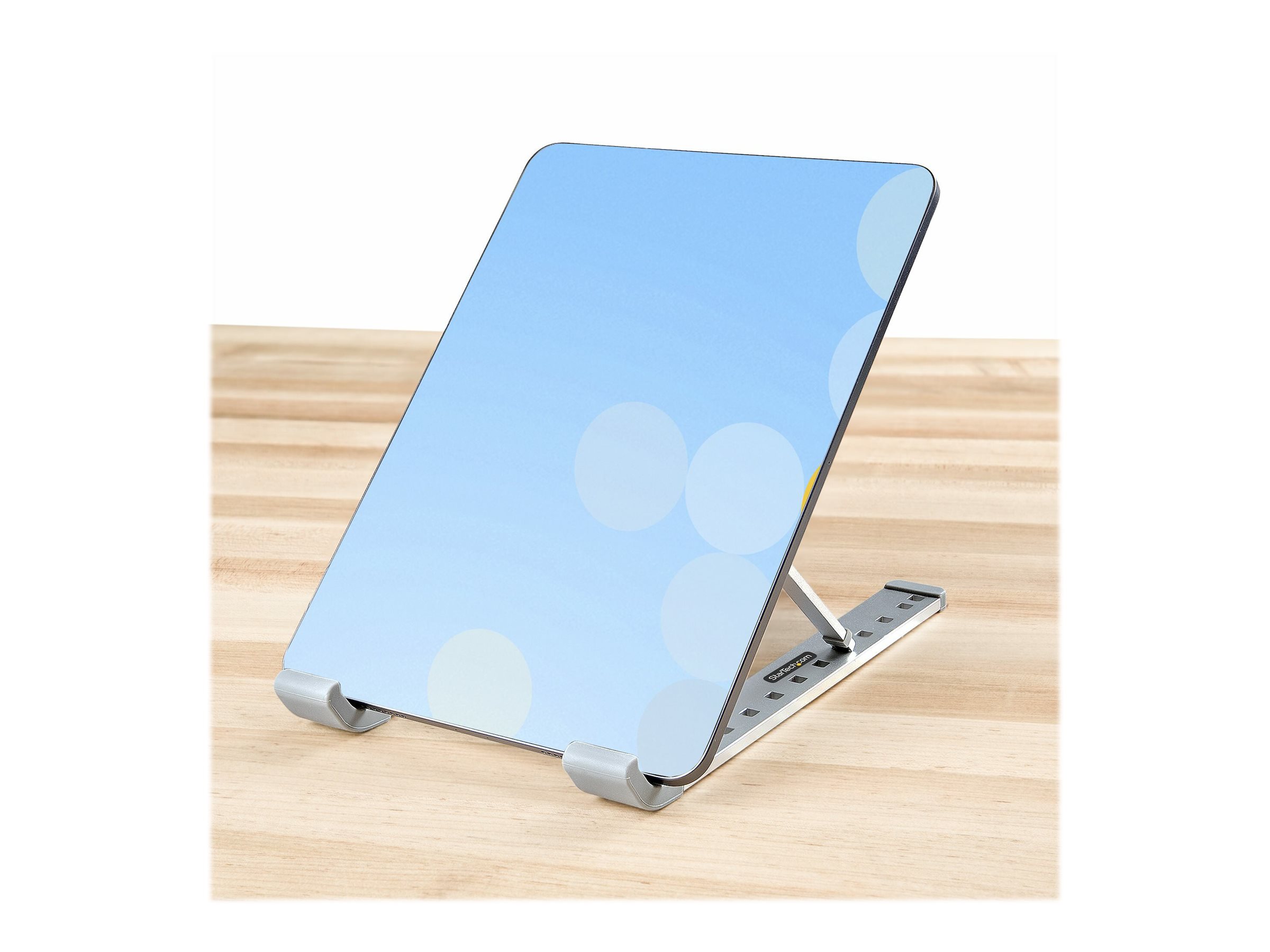 StarTech.com Foldable Laptop Riser Stand, Portable Height Adjustable Ergonomic Laptop Stand, Ventilated Aluminum Frame Supports 22lb (10Kg), Tilt/Raised/Angled Laptop/Tablet Stand, Collapsible Design Stander