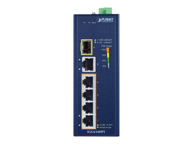 PLANET IGS-614HPT Switch 6-porte Gigabit Ethernet PoE+