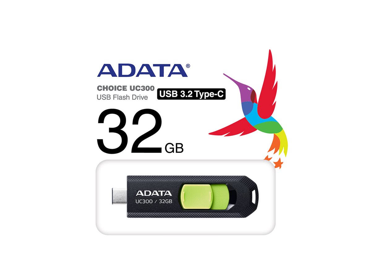 ADATA UC300 32GB USB 3.2 Gen 1 / USB-C USB stick Sort Grøn