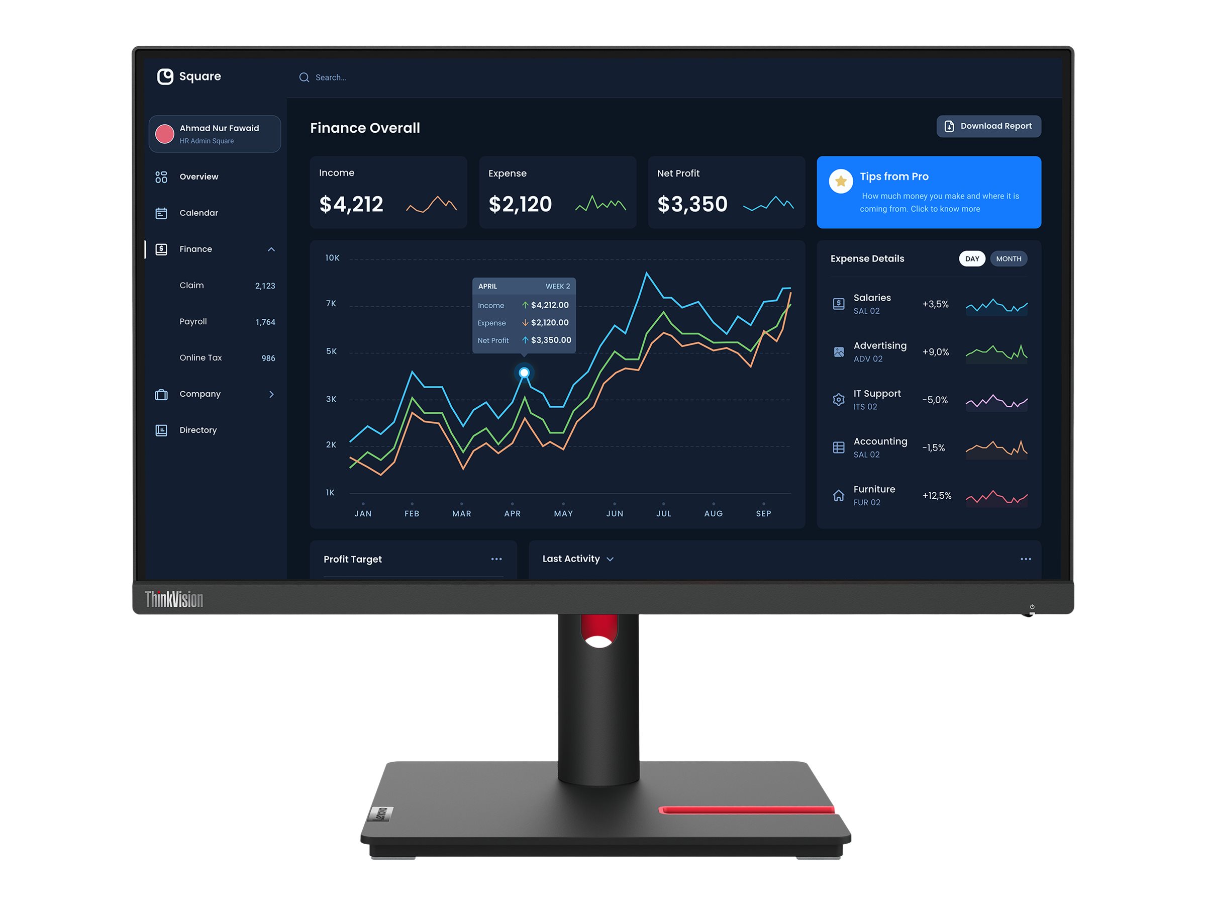 Lenovo ThinkVision T22i-30 21.5 IPS 1920 x 1080 (Full HD) VGA (HD-15) HDMI DisplayPort 60Hz