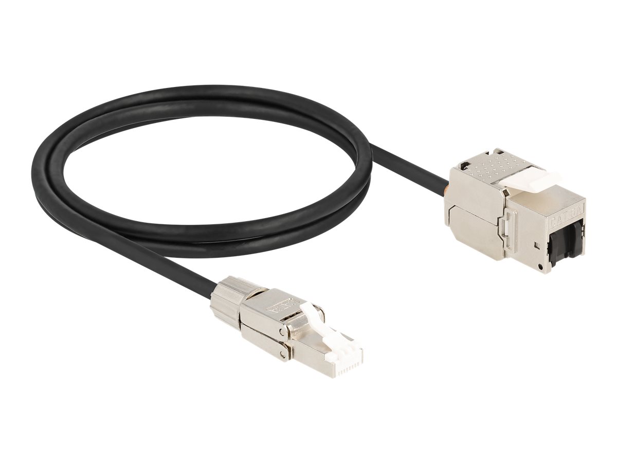 DeLOCK CAT 6a S/FTP 1m Forlængerkabel til netværk Sort/sølv