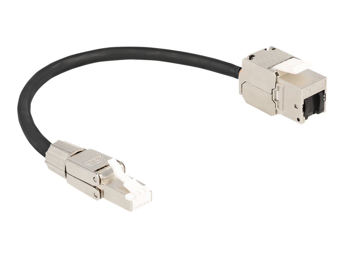 DeLOCK CAT 6a S/FTP 25cm Forlængerkabel til netværk Sort/sølv