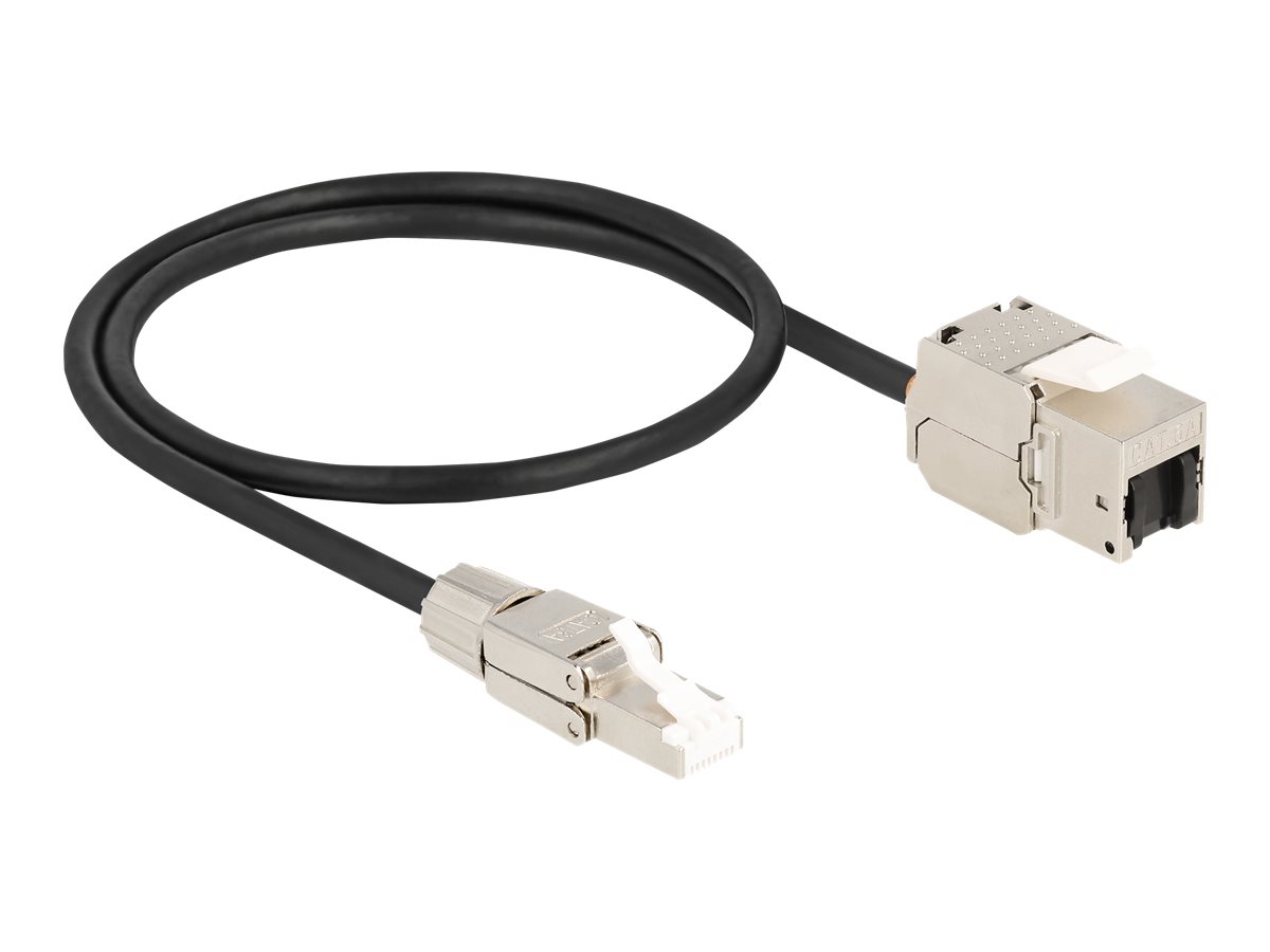DeLOCK CAT 6a S/FTP 50cm Forlængerkabel til netværk Sort/sølv