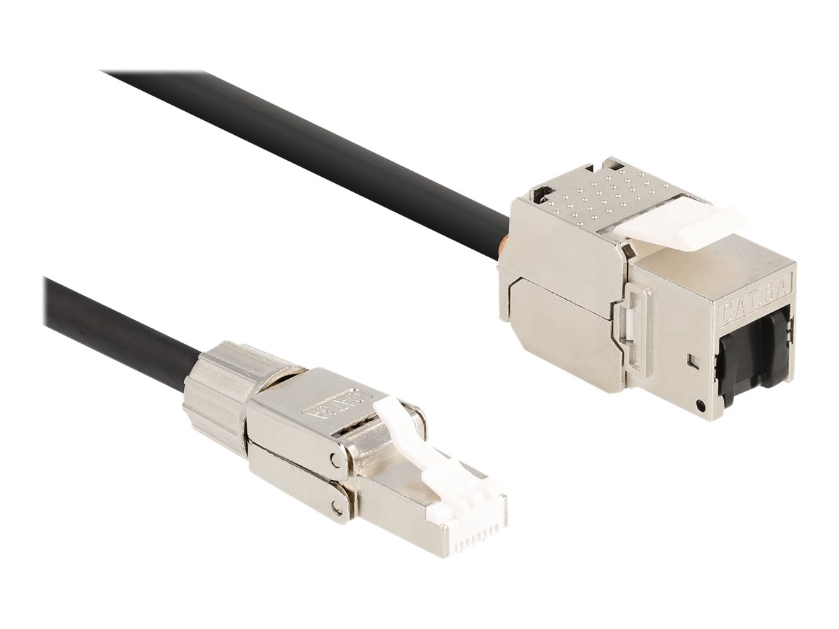 DeLOCK CAT 6a S/FTP 2m Forlængerkabel til netværk Sort Sølv