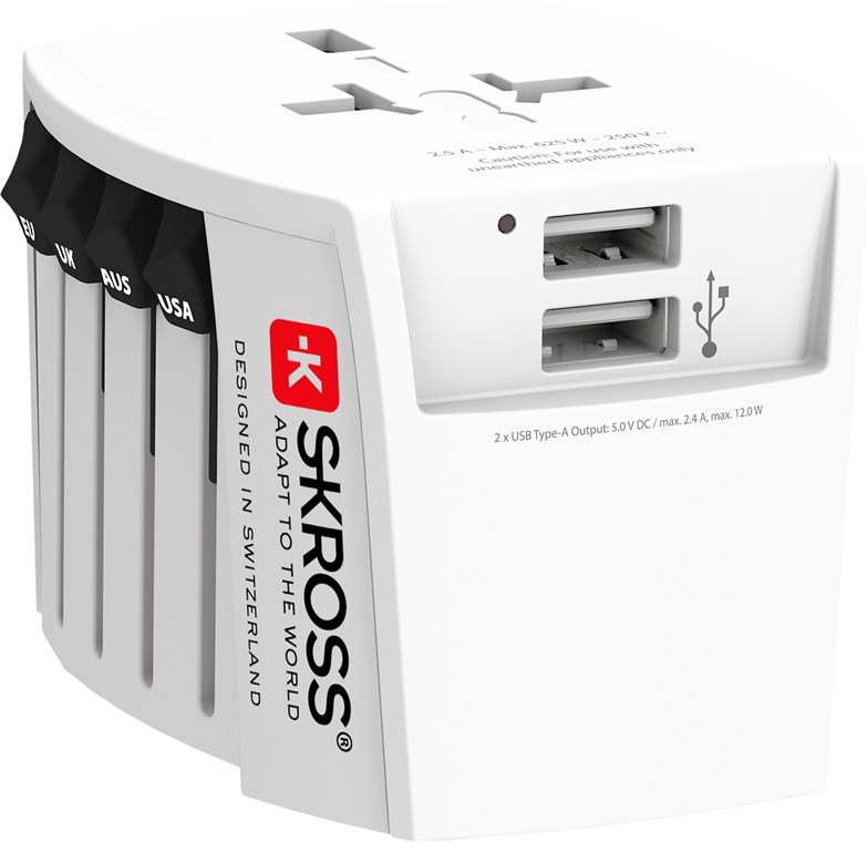 SKROSS MUV USB World Adapter Strømforsyningsadapter 2x USB