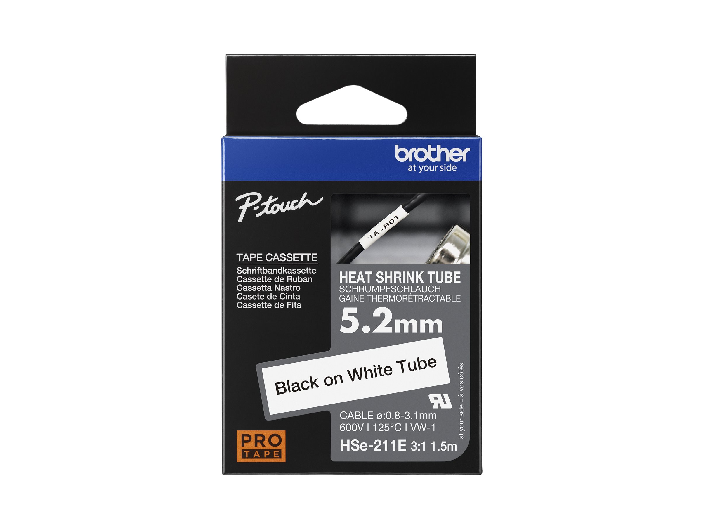 Brother HSe-211E Varmekrymperørtape (0,52 cm x 1,5 m) 1kassette(r)
