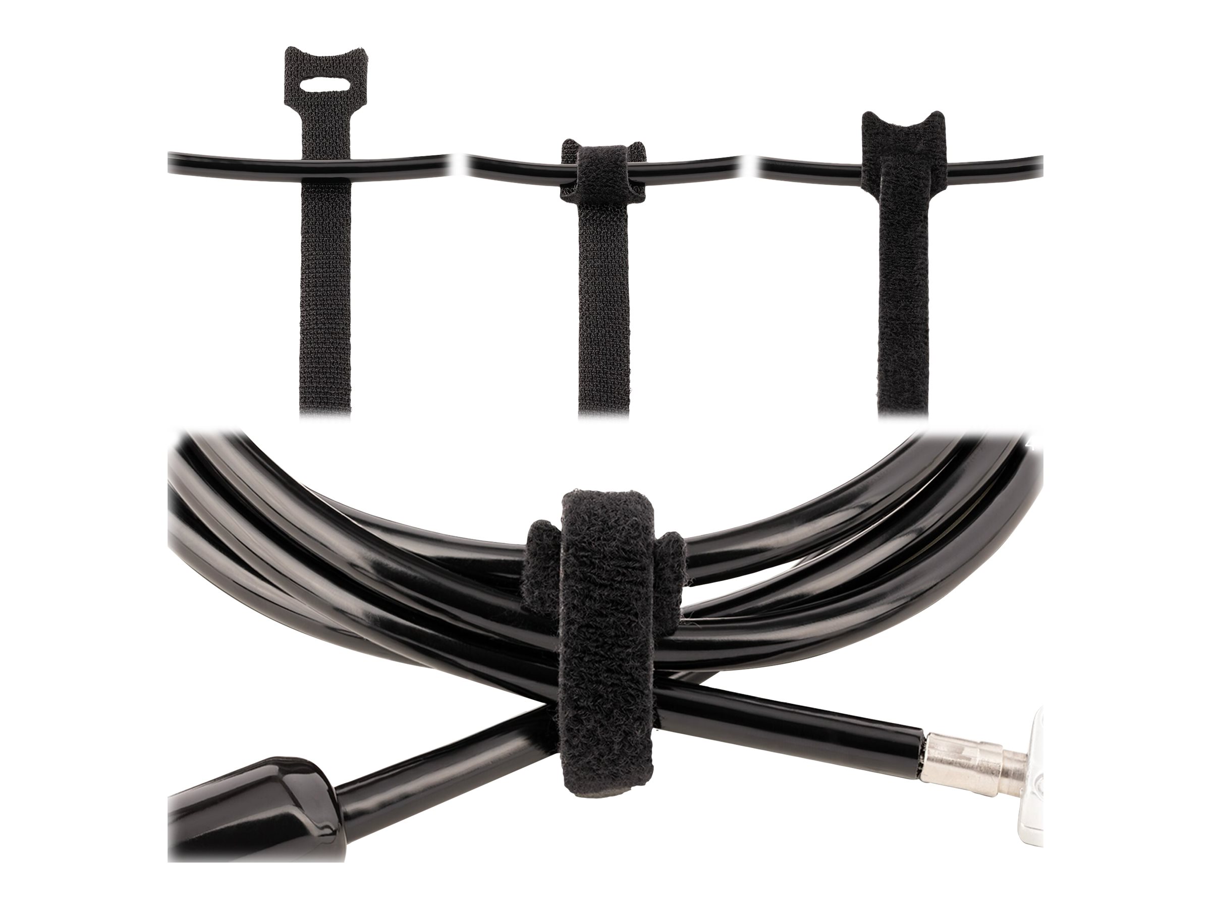 StarTech.com 6in Hook and Loop Cable Ties, 50 Pack, Black, Reusable Cable Straps, Adjustable and Flexible, Cord Organizer Tie/Wraps for Professional Cable Management - Wire Loop Ties (B506I-HOOK-LOOP-TIES) 15m Sort