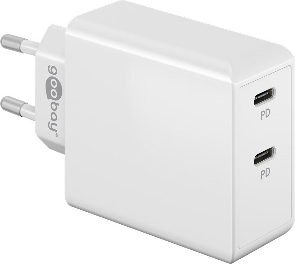 Goobay PD Dual USB-C Hurtigoplader 36W - Hvid