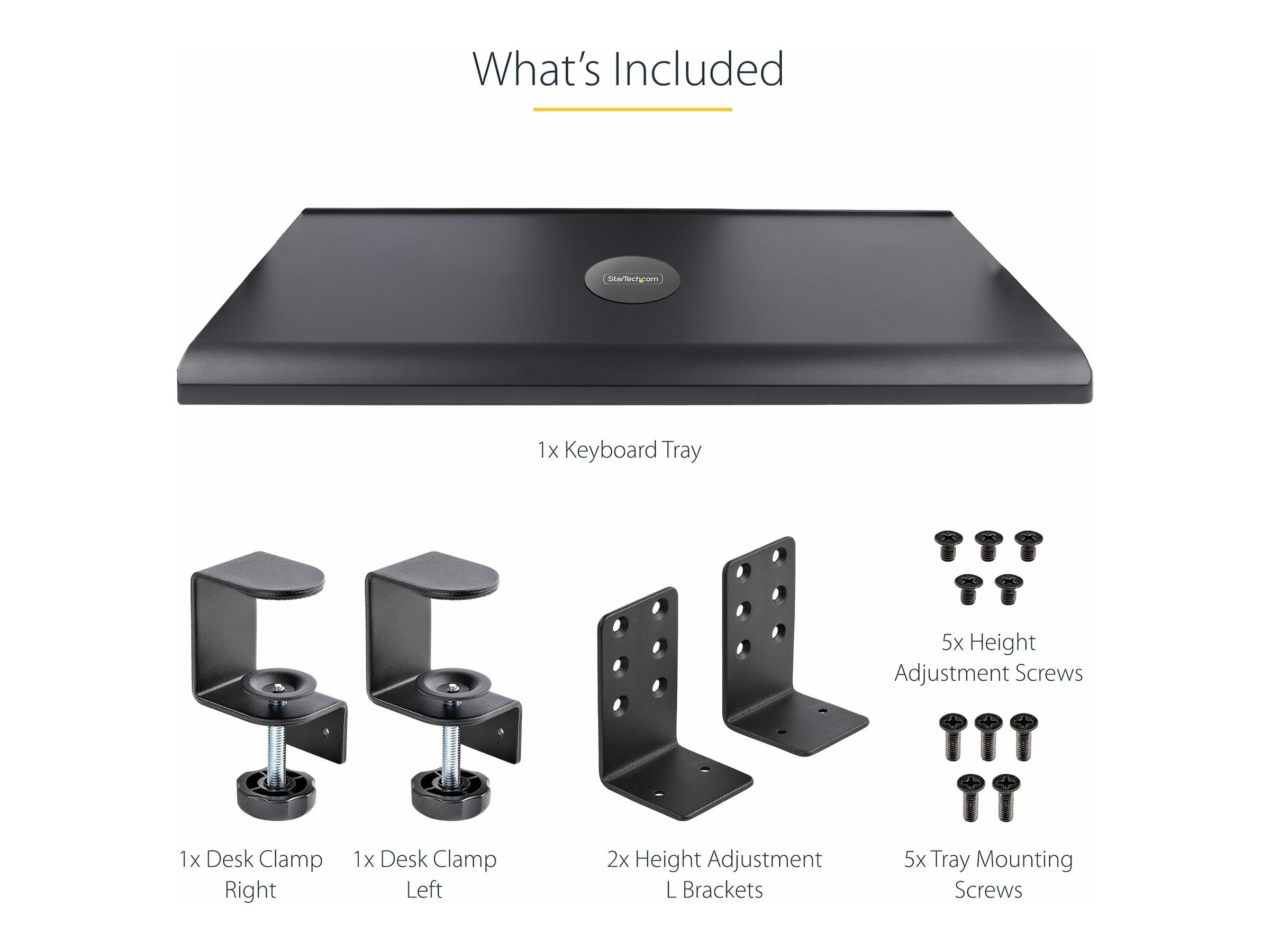StarTech.com Under-Desk Tray, Clamp-on Holder, Supports up to 12kg (26.5lb), Sliding and Mouse Drawer C-Clamps, Height Adjustable Tray - Black - Ergonomic Tray (KEYBOARD-TRAY-CLAMP1) Keyboard tray