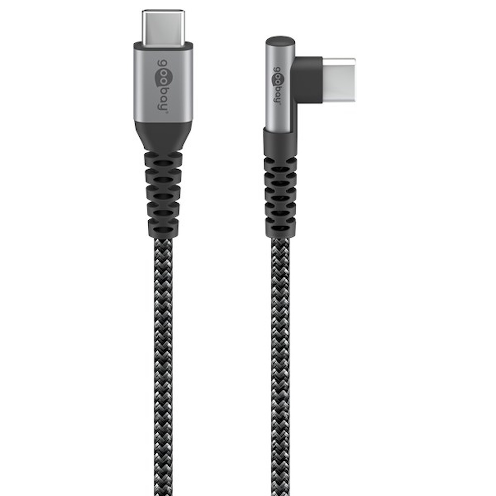 Goobay USB-C 90° vinklet kabel 1 m Sølv