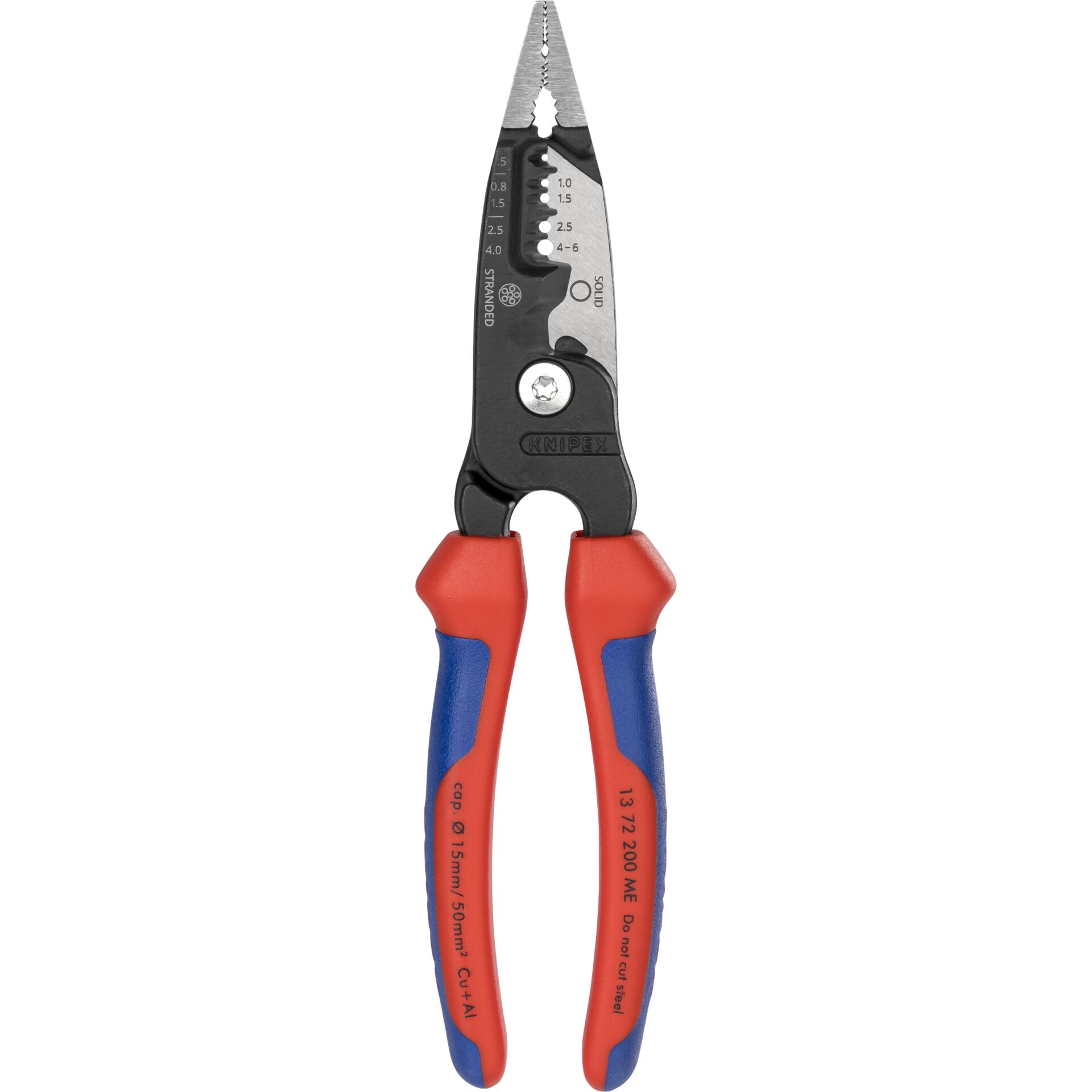 Knipex 13 72 200 ME kabelstripper Sort, Blå, Rød, Rustfrit stål