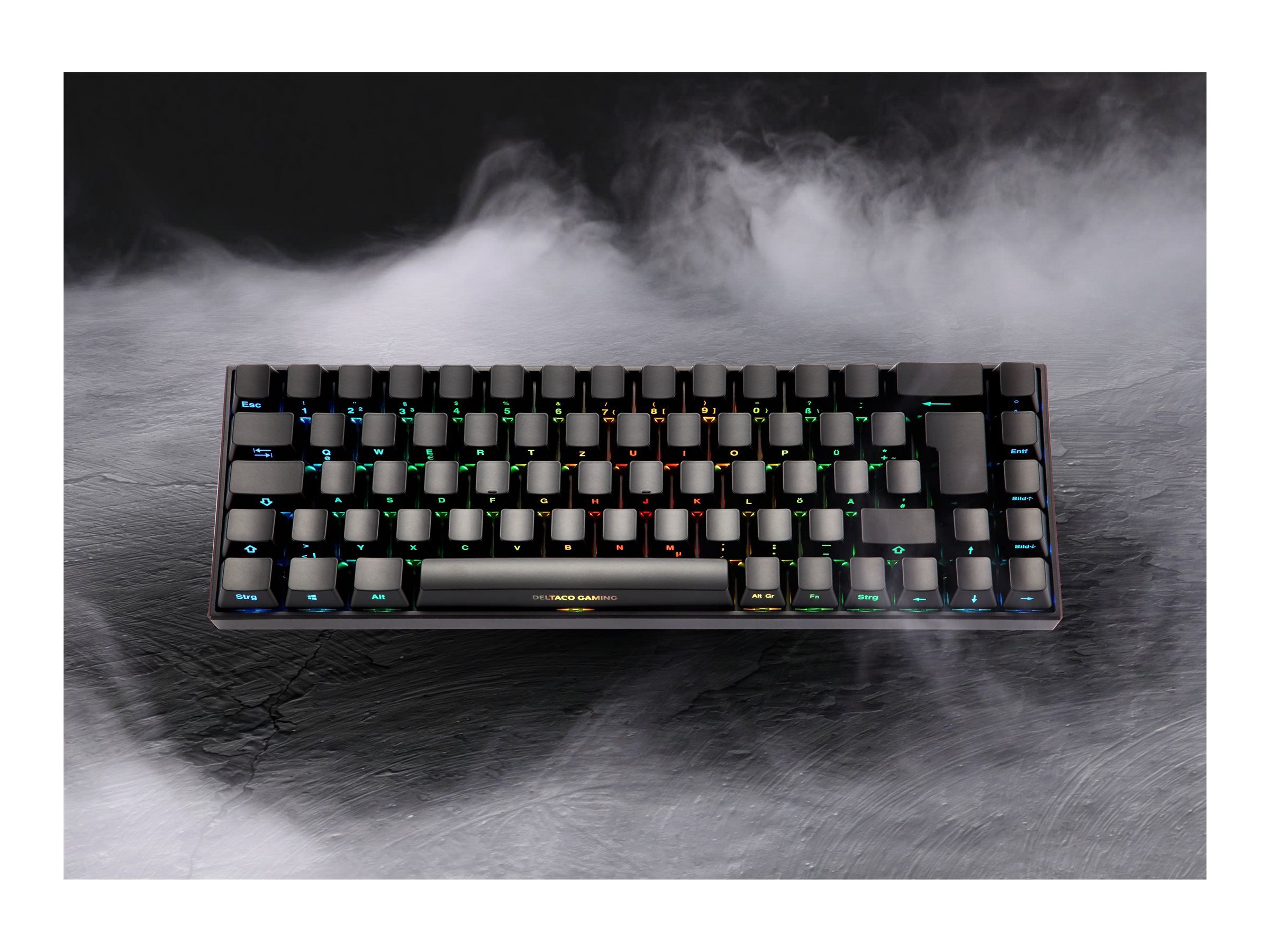 DELTACO GAMING DK440R Tastatur Mekanisk RGB Trådløs Kabling Tysk