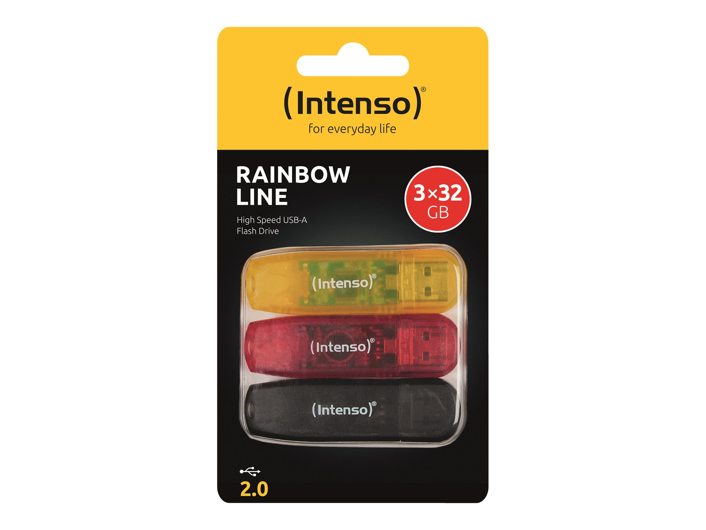 Intenso Rainbow Line 32GB USB 2.0 USB stick Sort Rød Gul