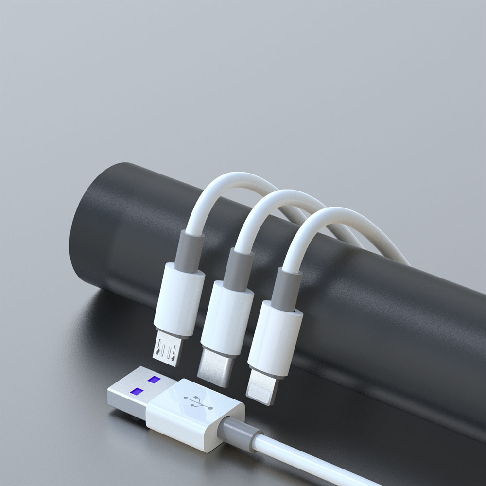 Dudao L8s upgrade USB-A to Lightning/USB Micro/USB-C 3-in-1 cable 1.2m hvid