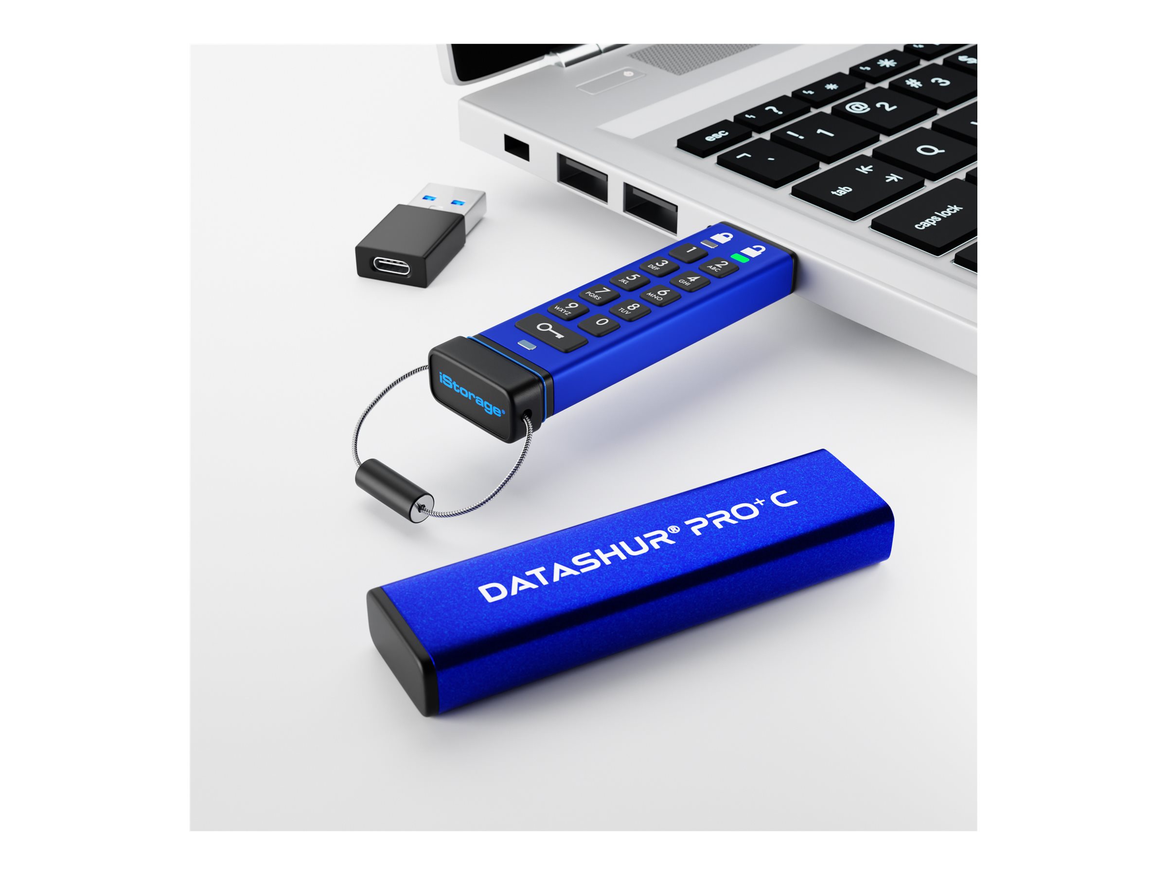 iStorage datAshur PRO+ C 256GB USB 3.2 Gen 1 USB stick Blå