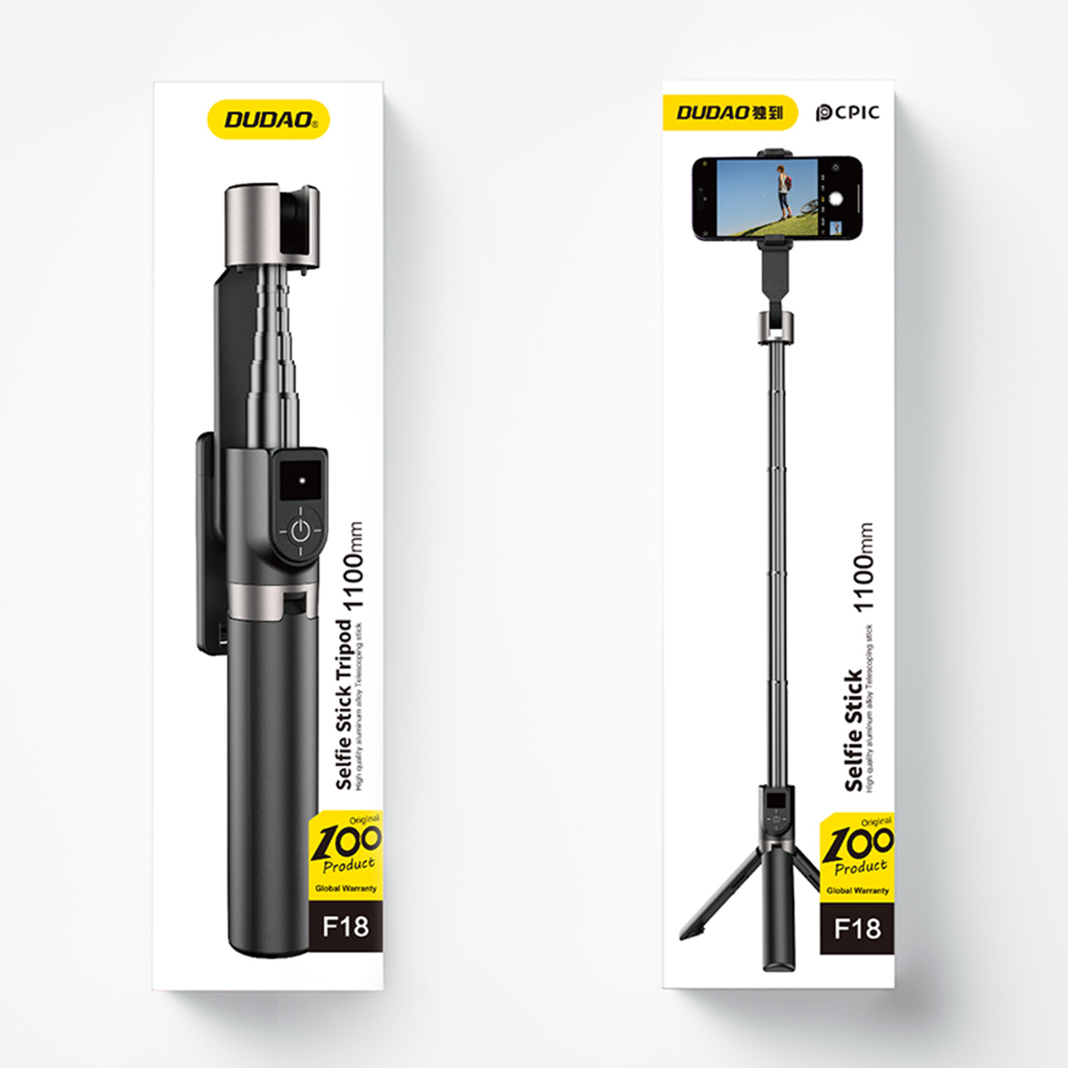 Dudao F18 Fjernstyret Selfie Stick 110cm Sort