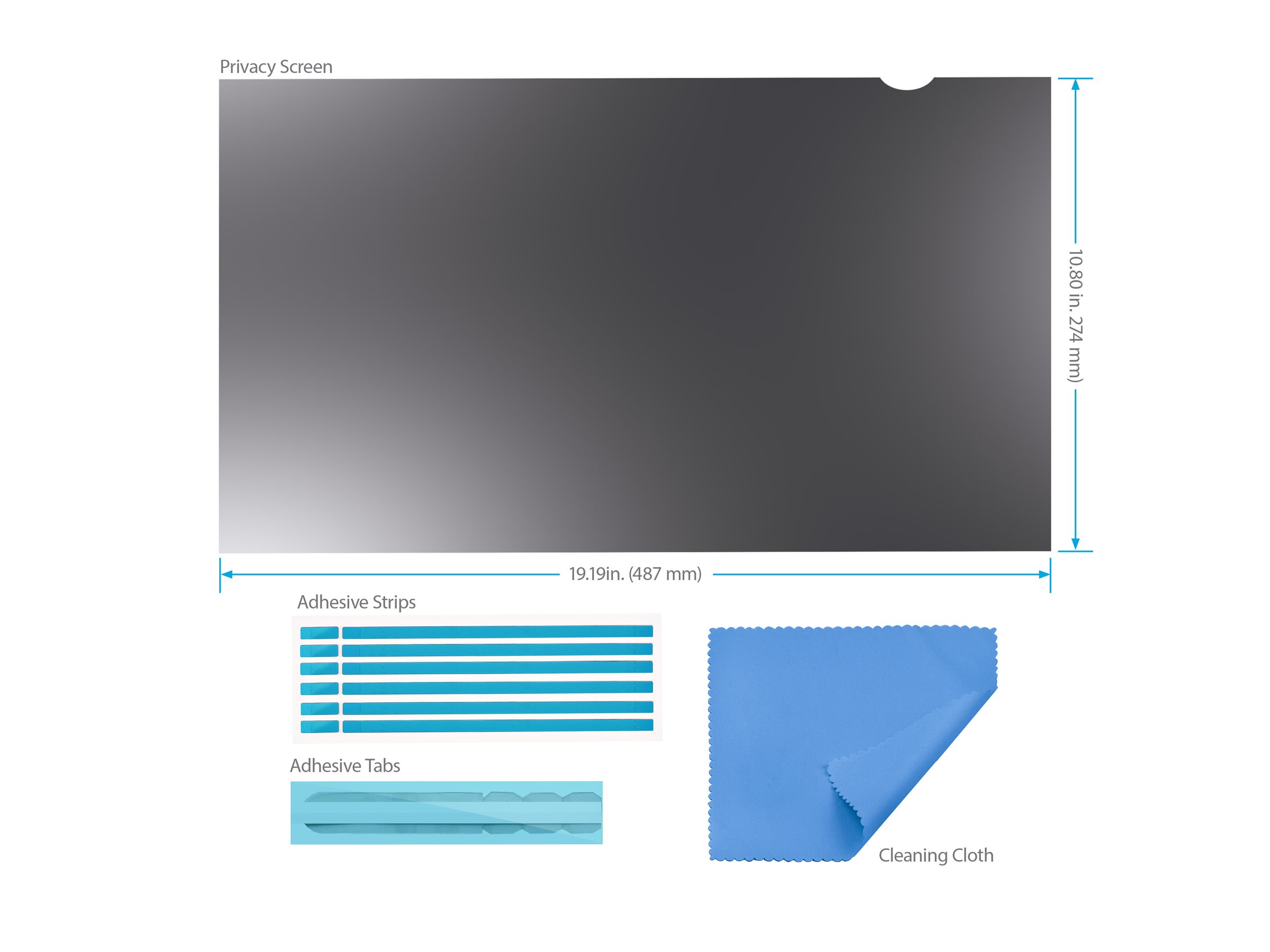 StarTech.com 22-inch 16 9 Computer Monitor Privacy Filter, Anti-Glare Privacy Screen 51% Blue Light Reduction, Black-out Monitor Screen Protector w/+/- 30 deg. Viewing Angle, Matte and Glossy Sides (2269-PRIVACY-SCREEN) Notebook privacy-filter