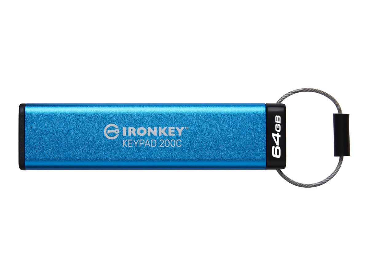 Kingston IronKey Keypad 200C 64GB USB-C 3.2 Gen 1 Blå