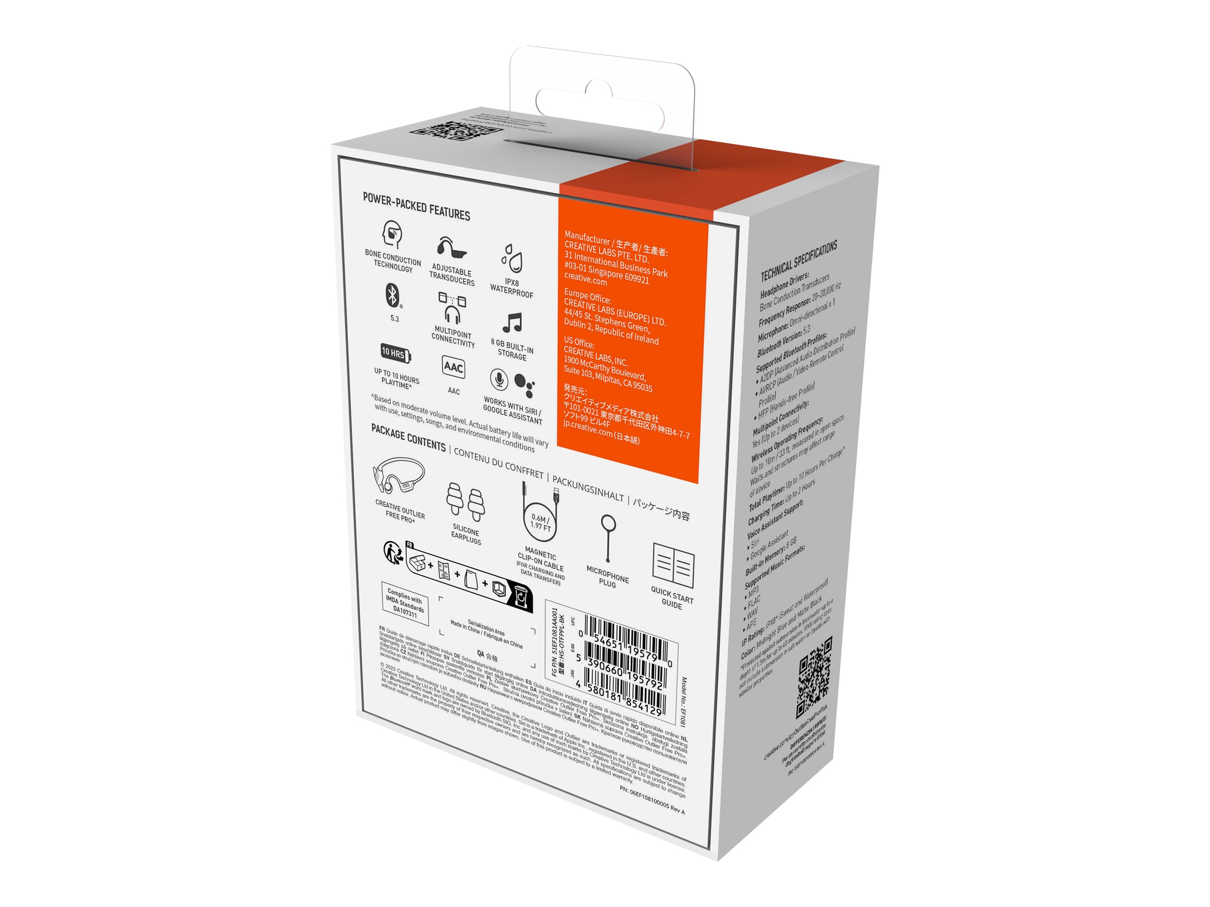 Creative Outlier Free Pro+ Trådløs Hovedtelefoner Blå Orange