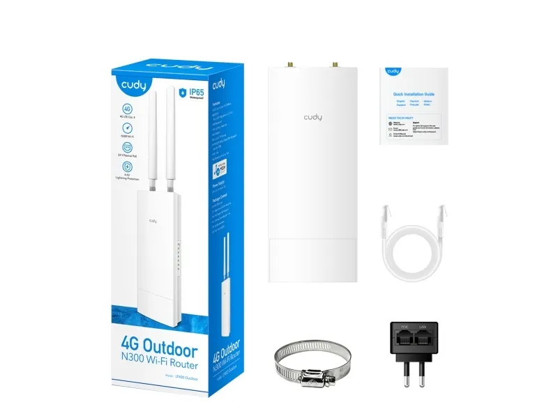 Cudy LT400 Outdoor 4G LTE Cat 4 N300 Wi-Fi Router Hvid