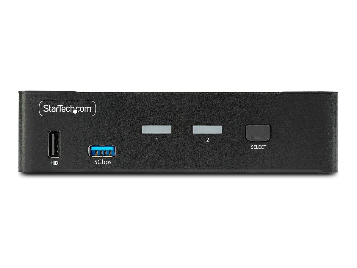 StarTech.com 2-Port DisplayPort KVM , 8K 60Hz / 4K 144Hz, Single Display, DP 1.4, 2x USB 3.0 Ports, 4x USB 2.0 HID Ports, Push-Button & Hotkey ing, TAA Compliant - OS Independent, Metal Housing (D86A2-2-PORT-8K-KVM) KVM / audio / USB switch Desktop