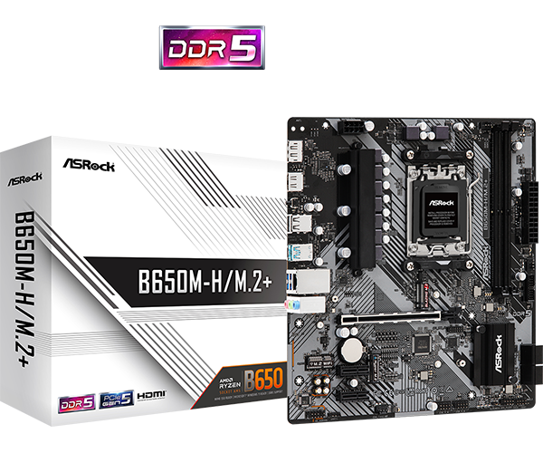 Asrock B650M-H/M.2+ Motherboard Micro ATX AM5 Socket DDR5